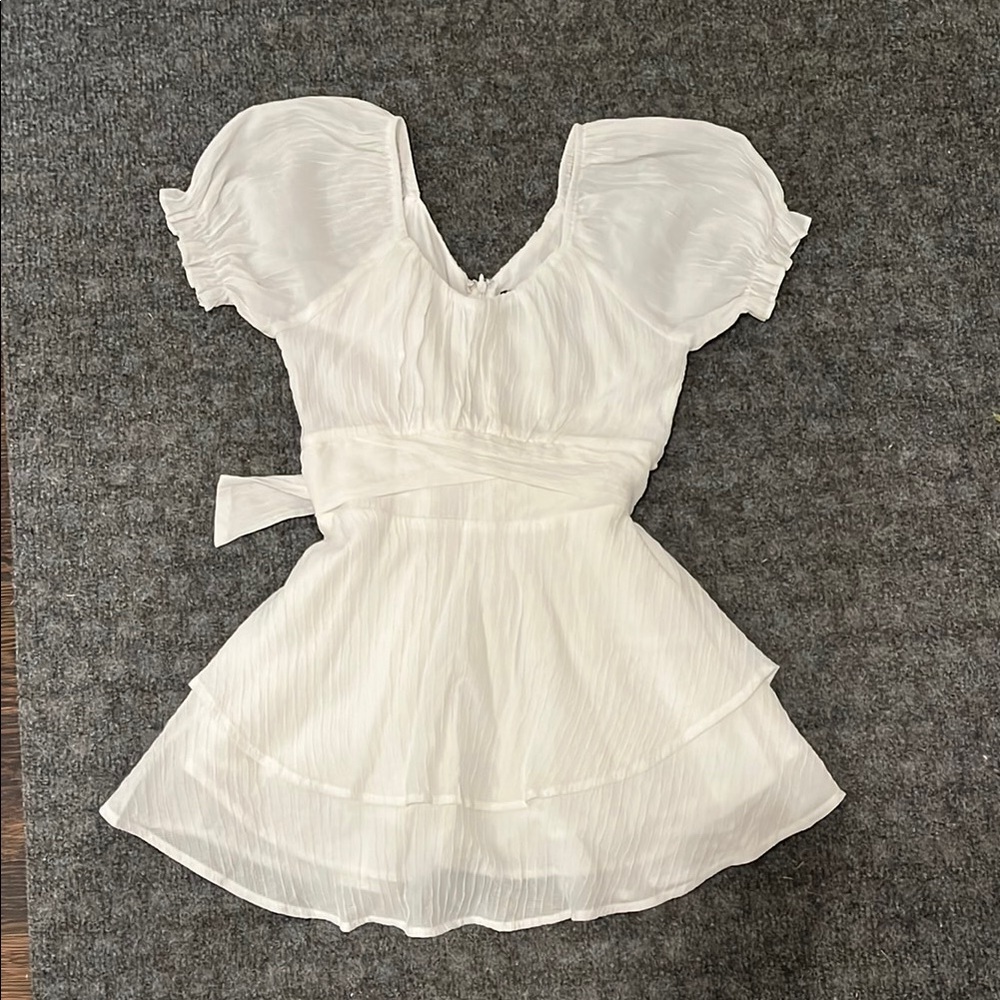 Katie J White Puff Sleeve Dress